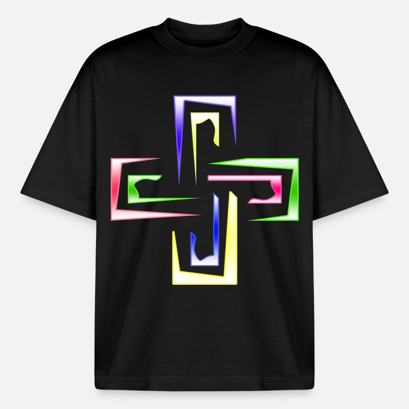 Neon Prism Frames abstraktes Logo - Boxy Heavyweight Unisex Organic T-Shirt von Stanley/Stella - Schwarz