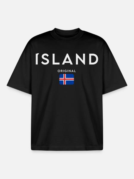 Flag of Iceland, Icelandic pride - Boxy Heavyweight Unisex Organic T-Shirt by Stanley/Stella - black
