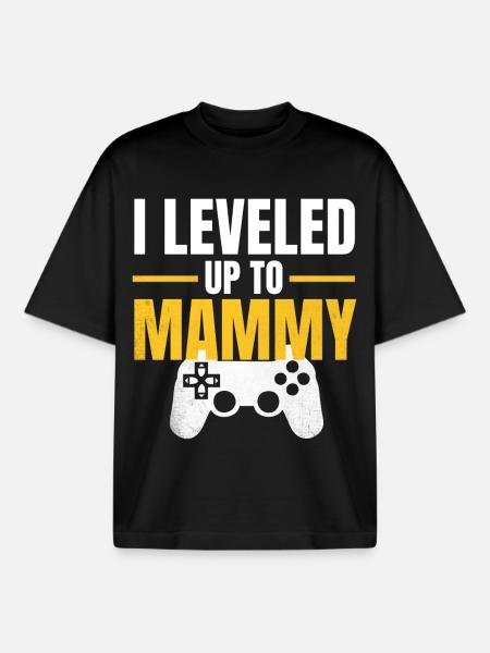 Level Up Mama Gamer - Boxy Heavyweight Unisex Organic T-Shirt by Stanley/Stella - black
