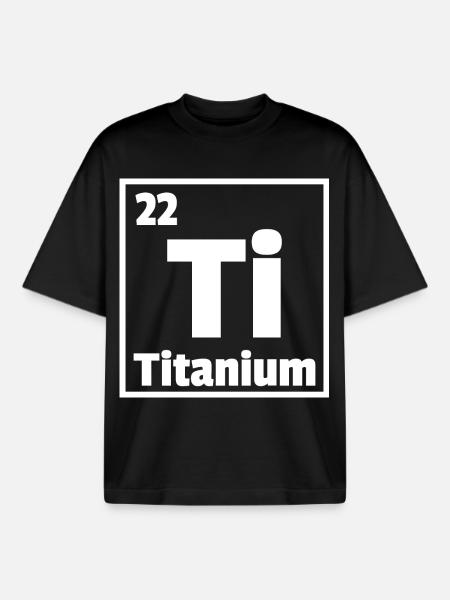 Titanium Ti Periodic Table of Elements - Boxy Heavyweight Unisex Organic T-Shirt by Stanley/Stella - black