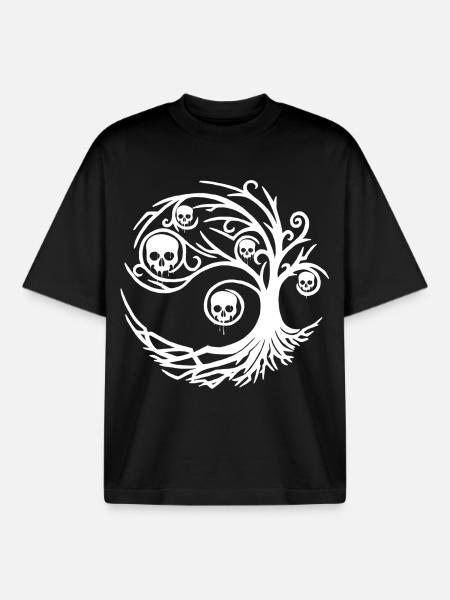 Tree with skulls - Boxy Heavyweight Unisex Organic T-Shirt by Stanley/Stella - black