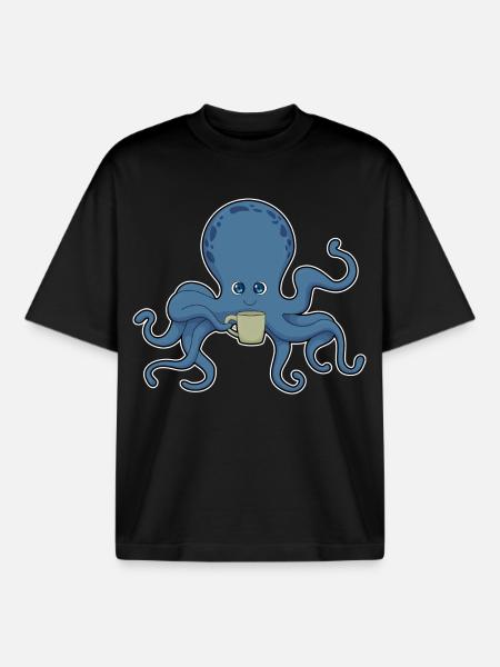 Chope pieuvre - T-shirt unisexe boxy épais biologique Stanley/Stella - noir
