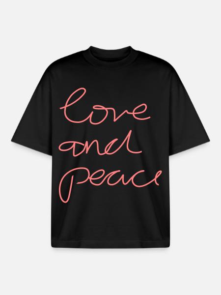 Love and Peace - Boxy Heavyweight Unisex Organic T-Shirt von Stanley/Stella - Schwarz