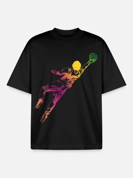 Goalkeeper Sketch - Boxy Heavyweight Unisex Organic T-Shirt by Stanley/Stella - black