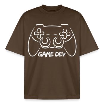 Game Developer - Boxy Heavyweight Unisex Organic T-Shirt by Stanley/Stella - mocha - Front - AI Model Male 185 light (185cm) & AI Model Female 172 dark (172cm)