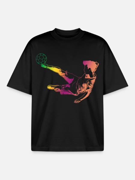 Soccer Sketch - Boxy Heavyweight Unisex Organic T-Shirt by Stanley/Stella - black