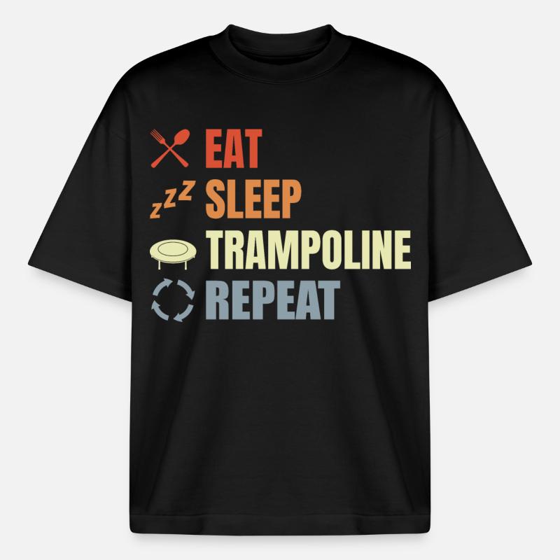 Trampoline Jumping Routine - Boxy Heavyweight Unisex Organic T-Shirt by Stanley/Stella - black