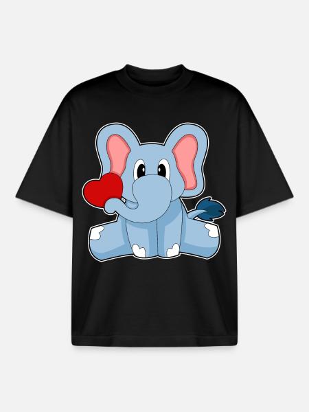 Elephant Heart - Boxy Heavyweight Unisex Organic T-Shirt by Stanley/Stella - black