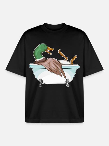 Duck Bathing Bathtub - Boxy Heavyweight Unisex Organic T-Shirt by Stanley/Stella - black