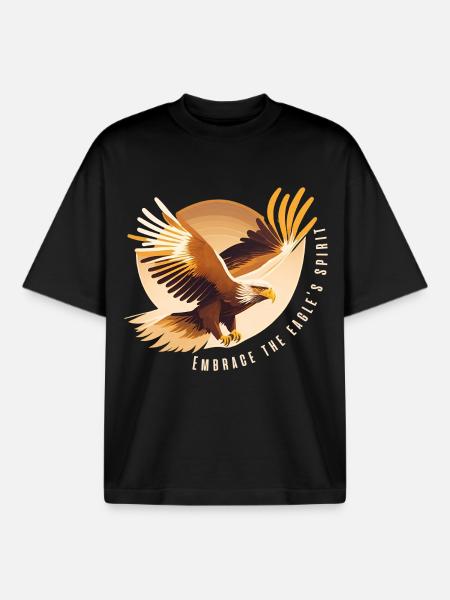 Eagle Soaring with Inspirational Quote - Boxy Heavyweight Unisex Organic T-Shirt by Stanley/Stella - black
