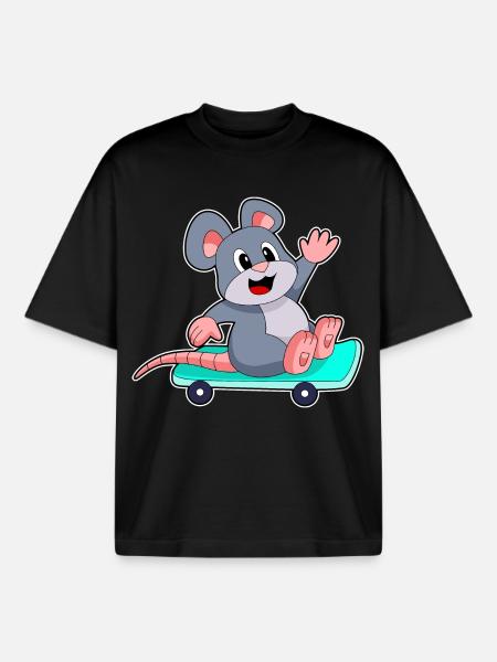 Mouse Skater Skateboard - T-shirt unisexe boxy épais biologique Stanley/Stella - noir