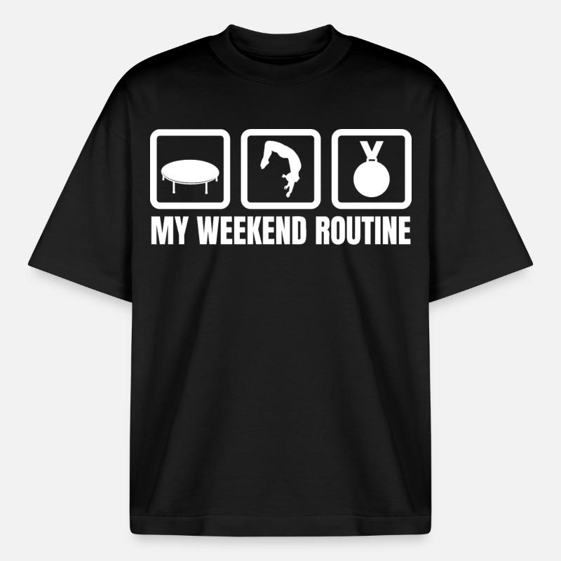 Trampoline Weekend Routine - Heavyweight Boxy Unisex T-Shirt by Stanley/Stella - black