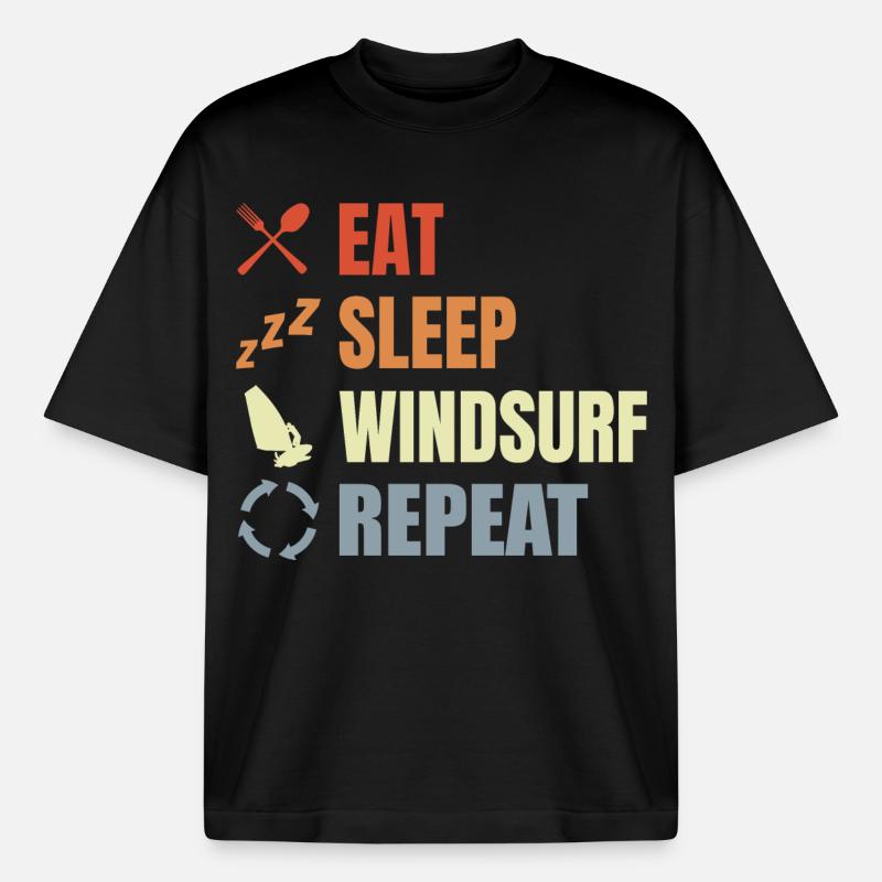 Windsurfer Routine - Boxy Heavyweight Unisex Organic T-Shirt von Stanley/Stella - Schwarz