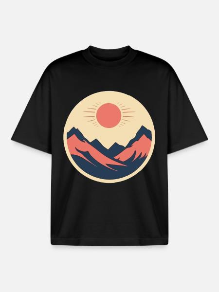 Mountains in sunshine - Boxy Heavyweight Unisex Organic T-Shirt by Stanley/Stella - black