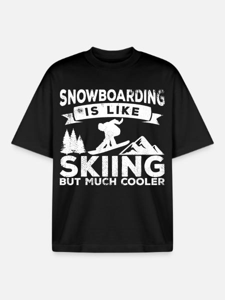 Snowboarding is cooler than skiing - Boxy Heavyweight Unisex Organic T-Shirt by Stanley/Stella - black