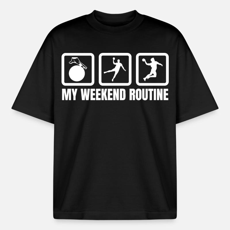 Ma routine du week-end - T-shirt unisexe boxy épais biologique Stanley/Stella - noir