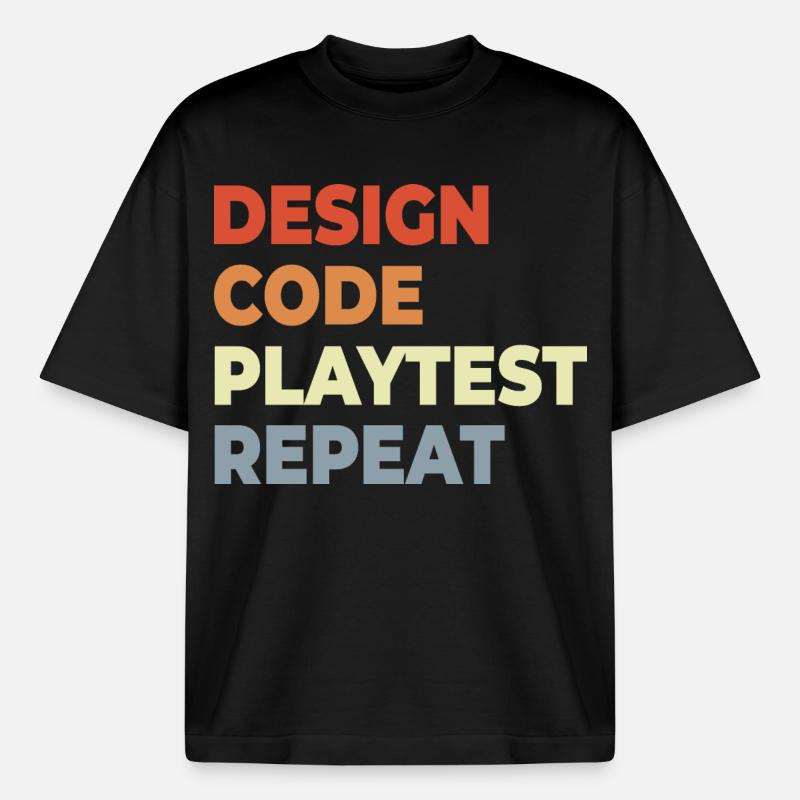 Game Development Workflow - Boxy Heavyweight Unisex Organic T-Shirt by Stanley/Stella - black