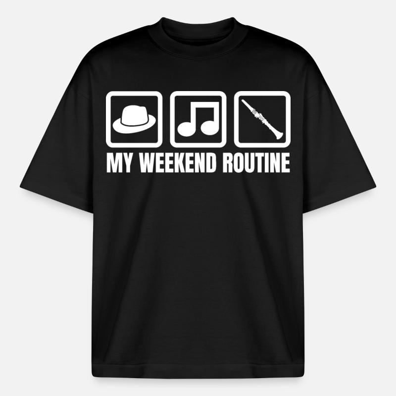 Week-end de la clarinette - T-shirt unisexe boxy épais biologique Stanley/Stella - noir