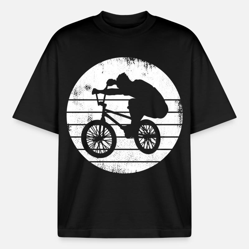 BMX Cyclist - Boxy Heavyweight Unisex Organic T-Shirt by Stanley/Stella - black