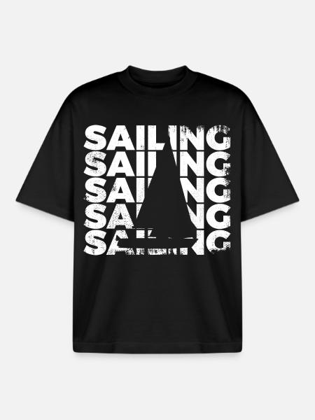 Sailboat - Boxy Heavyweight Unisex Organic T-Shirt by Stanley/Stella - black