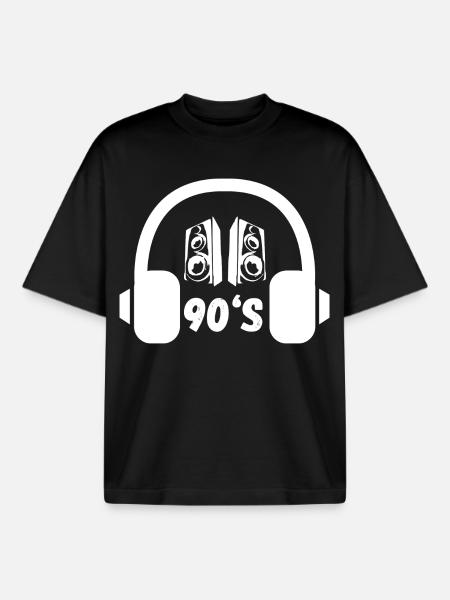 90er Kopfhörer Retro - Boxy Heavyweight Unisex Organic T-Shirt von Stanley/Stella - Schwarz