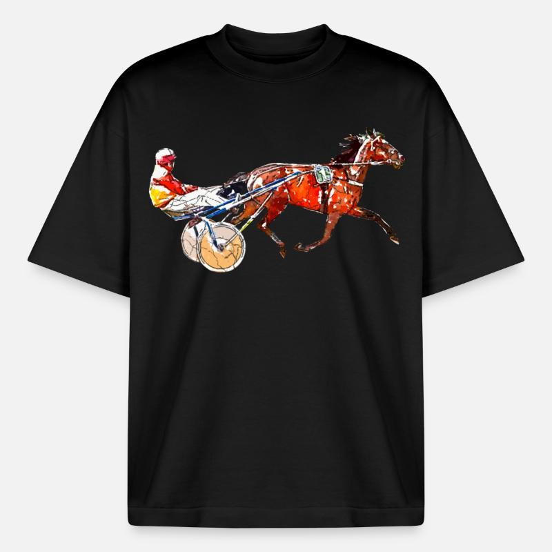 Course de trot - T-shirt unisexe épais coupe boxy Stanley/Stella - noir