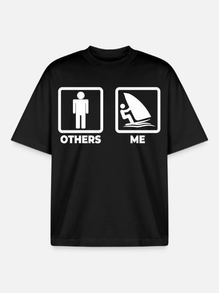 Funny windsurfer - Boxy Heavyweight Unisex Organic T-Shirt by Stanley/Stella - black