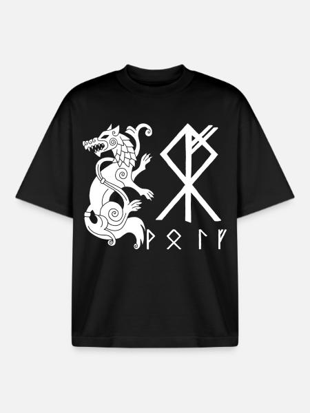 White Wolf Fenrir - Boxy Heavyweight Unisex Organic T-Shirt by Stanley/Stella - black