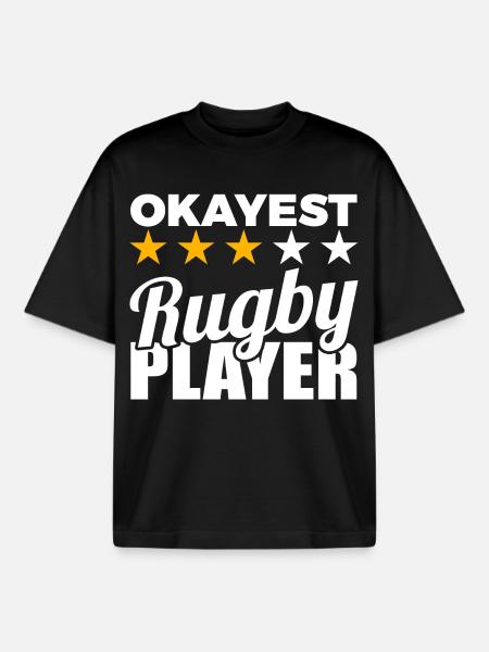 Funny rugby player - Boxy Heavyweight Unisex Organic T-Shirt by Stanley/Stella - black