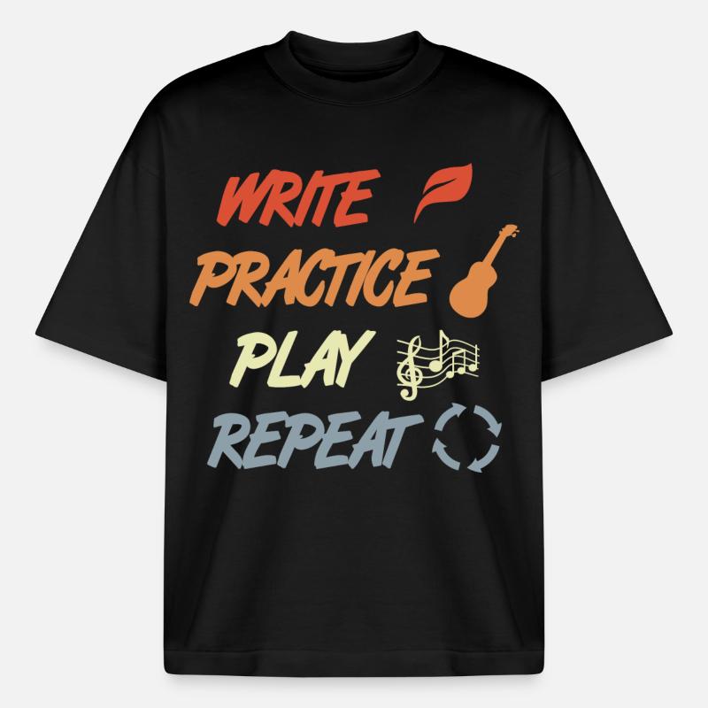 Motivation ukulélé - T-shirt unisexe épais coupe boxy Stanley/Stella - noir