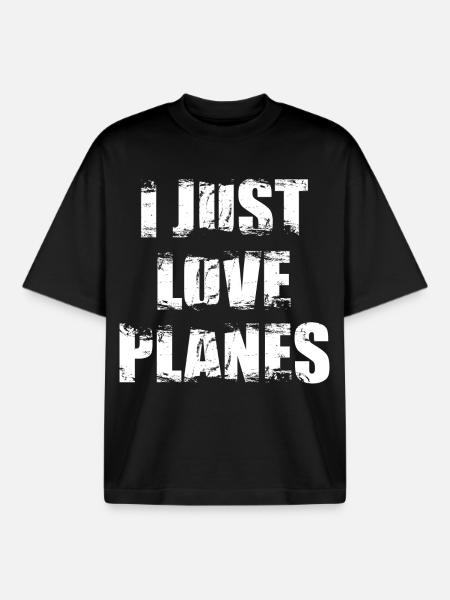 J’adore les avions - T-shirt unisexe boxy épais biologique Stanley/Stella - noir