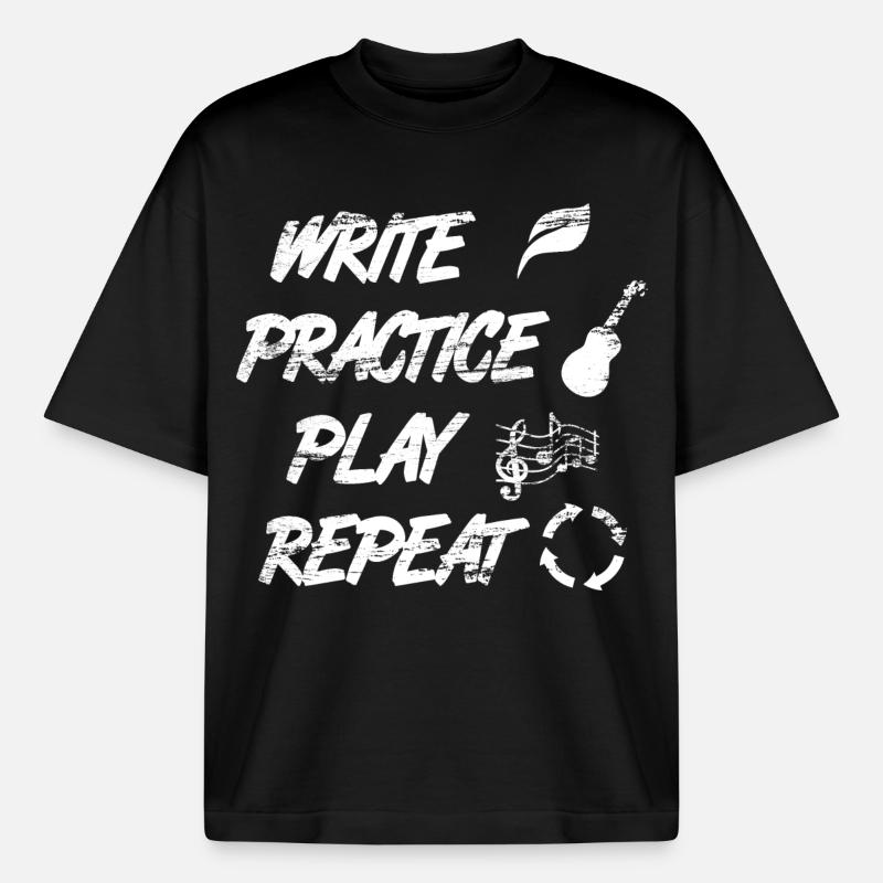Write Practice Play Repeat - Heavyweight Boxy Unisex T-Shirt by Stanley/Stella - black
