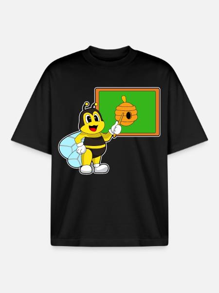 Bee Teacher Pointing Stick School - Boxy Heavyweight Unisex Organic T-Shirt by Stanley/Stella - black