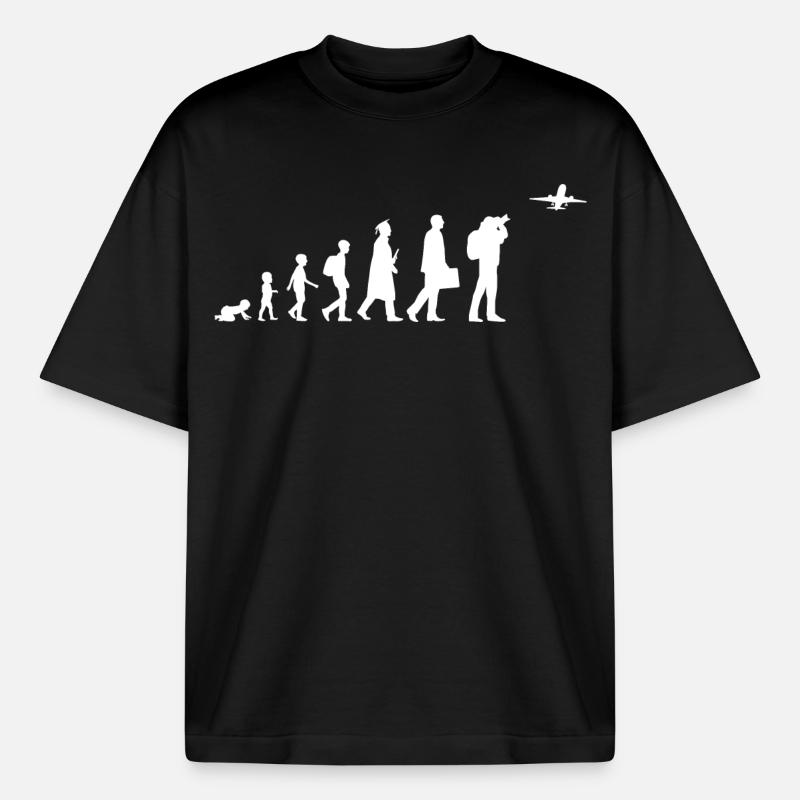 Evolution Flugzeugliebhaber - Boxy Heavyweight Unisex Organic T-Shirt von Stanley/Stella - Schwarz