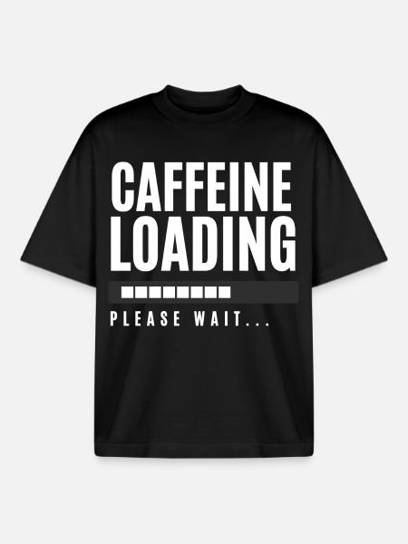 Caffeine Loading Please Wait - Boxy Heavyweight Unisex Organic T-Shirt by Stanley/Stella - black