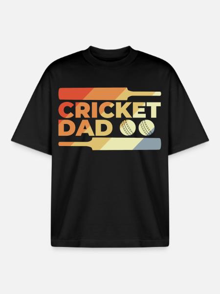 Funny Cricket Daddy - Boxy Heavyweight Unisex Organic T-Shirt by Stanley/Stella - black