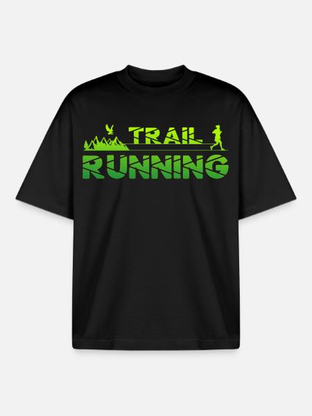 Trail Running Eagle Mountains Skog Sko Profil Grønn - Unisex boxy heavyweight T-skjorte økologisk Stanley/Stella - svart