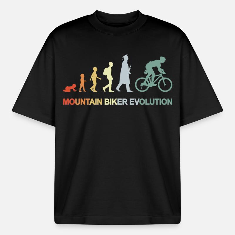 Mountain Biker Evolution - Heavyweight Boxy Unisex T-Shirt by Stanley/Stella - black