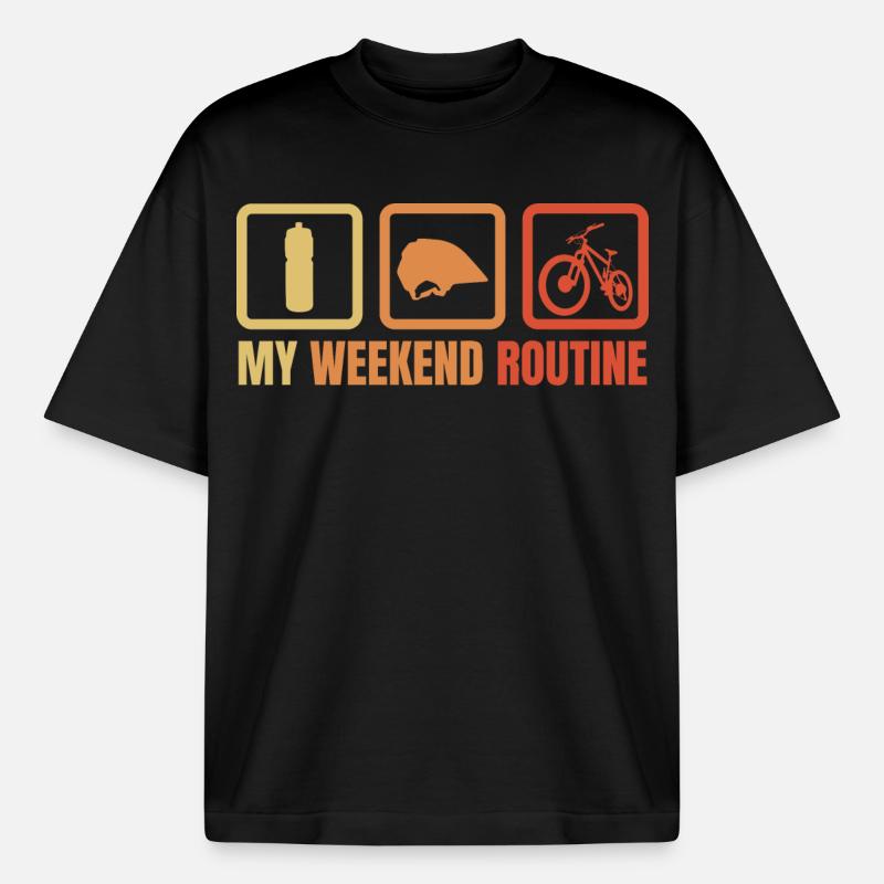 My weekend routine - Heavyweight Boxy Unisex T-Shirt by Stanley/Stella - black