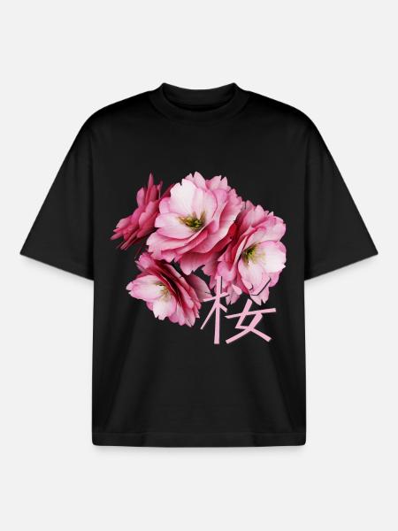 Cherry Blossom - Boxy Heavyweight Unisex Organic T-Shirt by Stanley/Stella - black