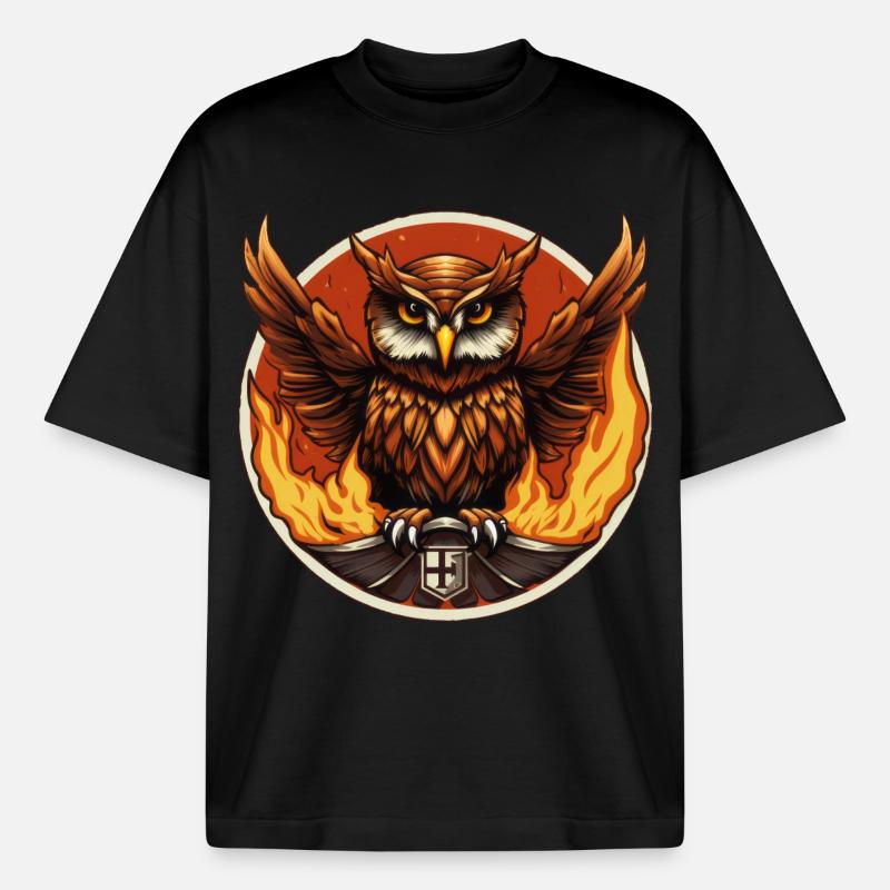 Die Feuerwächter Eule - Boxy Heavyweight Unisex Organic T-Shirt von Stanley/Stella - Schwarz