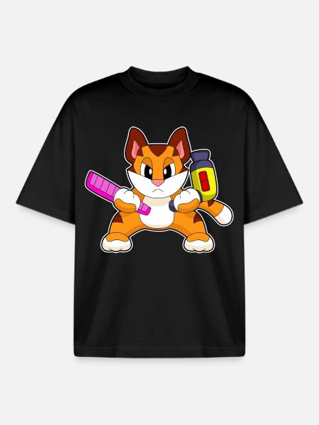 Tiger Coiffeur Peigne Sèche-cheveux - T-shirt unisexe boxy épais biologique Stanley/Stella - noir
