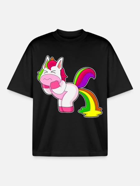 Unicorn Rainbow - Boxy Heavyweight Unisex Organic T-Shirt by Stanley/Stella - black