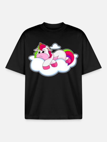 Unicorn Clouds - Boxy Heavyweight Unisex Organic T-Shirt by Stanley/Stella - black