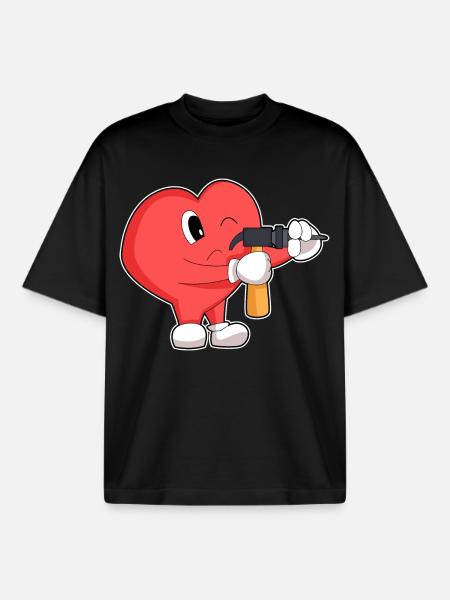 Heart Craftsman Drill Craft - Boxy Heavyweight Unisex Organic T-Shirt by Stanley/Stella - black