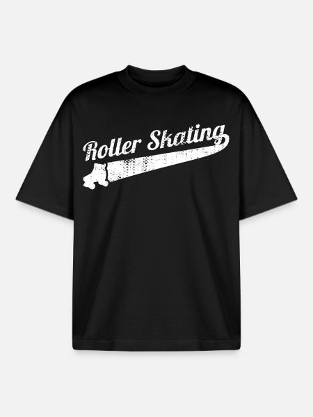 80s roller skating - Boxy Heavyweight Unisex Organic T-Shirt by Stanley/Stella - black