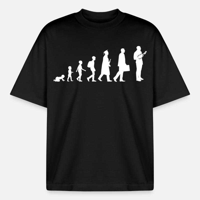 Evolution Ukulele - Boxy Heavyweight Unisex Organic T-Shirt by Stanley/Stella - black