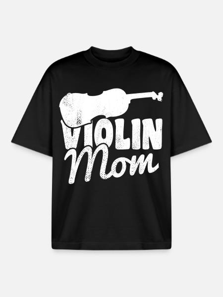 Maman violoniste - T-shirt unisexe boxy épais biologique Stanley/Stella - noir