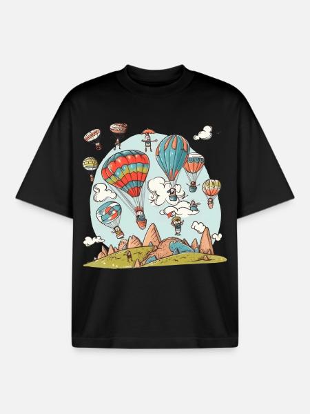 Balloon Doodle - Boxy Heavyweight Unisex Organic T-Shirt by Stanley/Stella - black