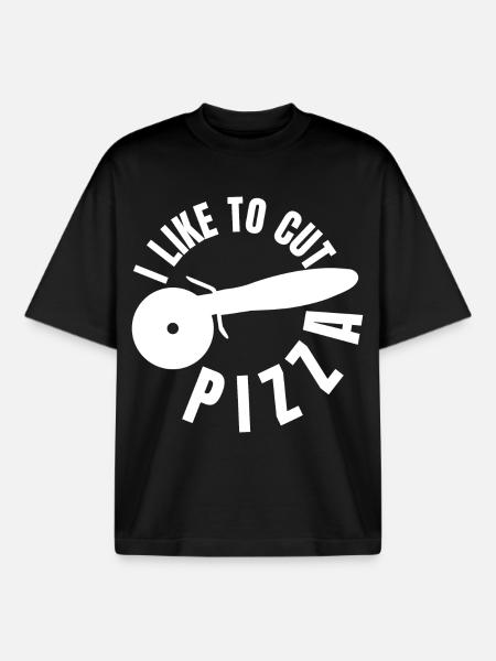 I like to slice pizza - Boxy Heavyweight Unisex Organic T-Shirt by Stanley/Stella - black